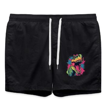Wild dinosaur with color effect - Swim Trunks - black - Front - AI Model Male 185 light (185cm)