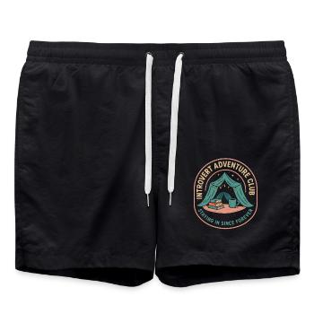 Introvert Adventure Club - Gemütliches IndoorCamp - Badeshorts - Schwarz - Vorne - AI Model Male 185 light (185cm)