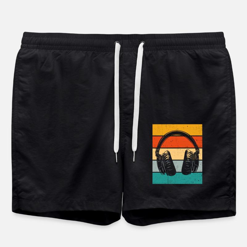 Headphones Retro - Swim Trunks - black