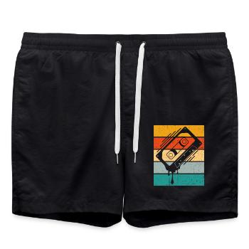Cassette dégoulinante Retro - Short de bain - noir - Devant - AI Model Male 185 light (185cm)