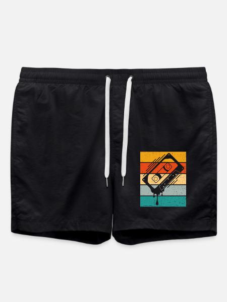 Dripping Cassette Tape Retro - Swim Trunks - black