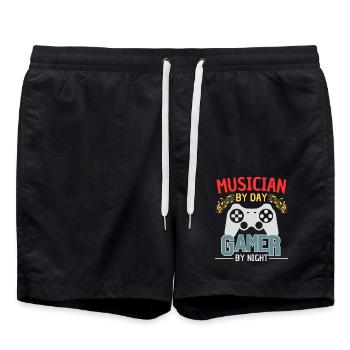 Musicians by day, gamblers by night - Swim Trunks - black - Front - AI Model Male 185 light (185cm)