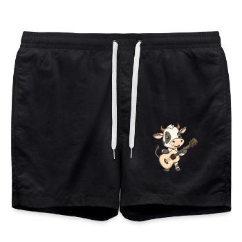 Gitarrenkalb in Aktion - Badeshorts - Schwarz - Vorne - AI Model Male 185 light (185cm)