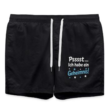 I have a secret! | Sweet surprise motif - Swim Trunks - black - Front - AI Model Male 185 light (185cm)
