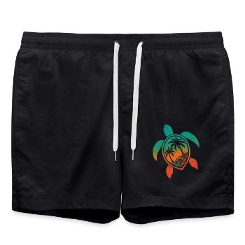 Turtle Motif Waves Festival Turtle Surfer - Swim Trunks - black - Front - AI Model Male 185 light (185cm)