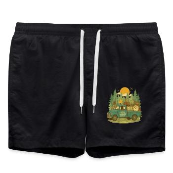 Flea Market Express Retro Vintage - Badeshorts - Schwarz - Vorne - AI Model Male 185 light (185cm)