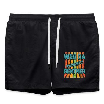 Ruhestand Rentner Rente Pension Renteneintritt - Badeshorts - Schwarz - Vorne - AI Model Male 185 light (185cm)