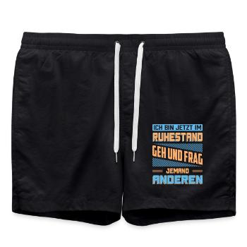 Ruhestand Rentner Rente Pension Renteneintritt - Badeshorts - Schwarz - Vorne - AI Model Male 185 light (185cm)