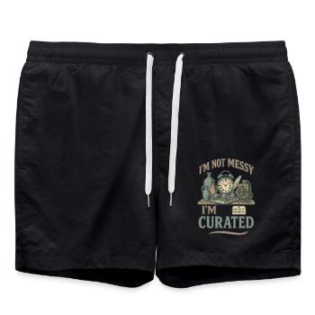 Antique collector Messy Curated - Swim Trunks - black - Front - AI Model Male 185 light (185cm)