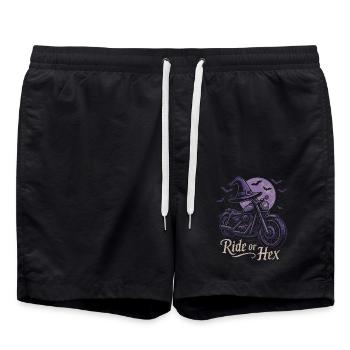 Witch ride on motorcycle at full moon - Swim Trunks - black - Front - AI Model Male 185 light (185cm)