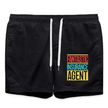 Agent d’assurance Agent fantastique Assurance drôle - Short de bain - noir - Devant - AI Model Male 185 light (185cm)