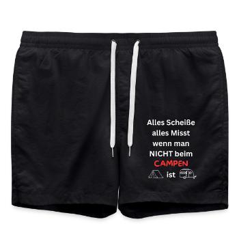 Drôle Camping Vacances en plein air Hommes Femmes - Short de bain - noir - Devant - AI Model Male 185 light (185cm)