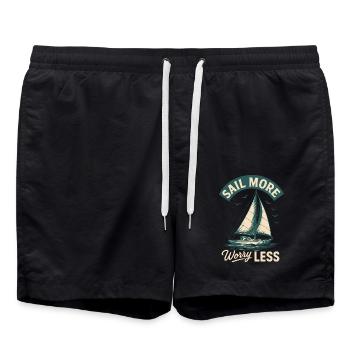 Vintage Design More Sailing Captain Boat - Swim Trunks - black - Front - AI Model Male 185 light (185cm)