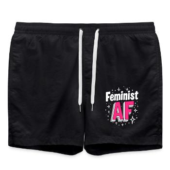 Féministe AF Déclaration Dicton - Short de bain - noir - Devant - AI Model Male 185 light (185cm)