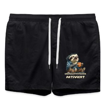 Drôle de paresseux avec le dicton Energiesparmous active - Short de bain - noir - Devant - AI Model Male 185 light (185cm)