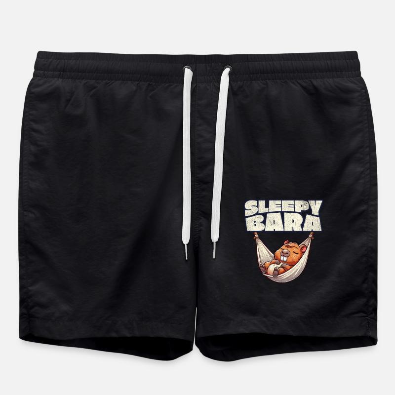 Capybara Sleepy Bara - Swim Trunks - black