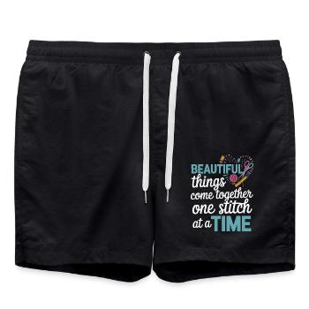 Sewing and embroidery design – stitch by stitch to Schönh - Swim Trunks - black - Front - AI Model Male 185 light (185cm)