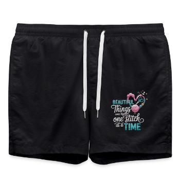 Sewing design – stitch by stitch to beauty - Swim Trunks - black - Front - AI Model Male 185 light (185cm)