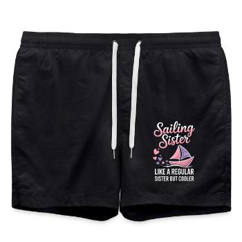 Segeln Spruch Schwester Segler Segeln Geschenk - Badeshorts - Schwarz - Vorne - AI Model Male 185 light (185cm)