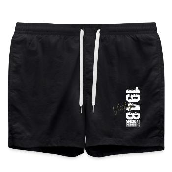 77th Birthday Legend Born in 1948 - Swim Trunks - black - Front - AI Model Male 185 light (185cm)