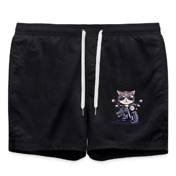Motorcycle cat with style - Swim Trunks - black - Front - AI Model Male 185 light (185cm)