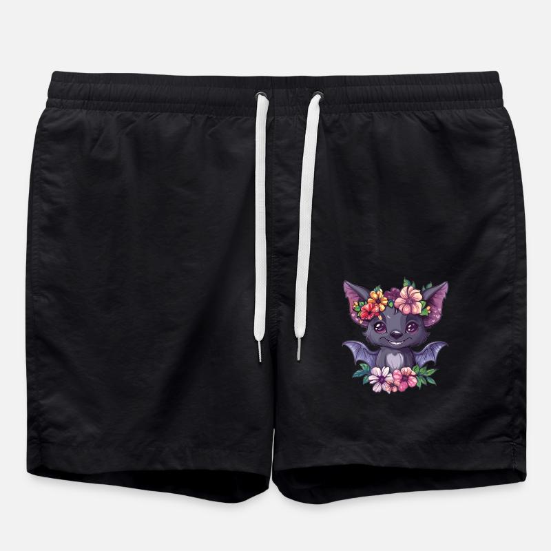 Chauve-souris fleur avec sourire - Short de bain - noir