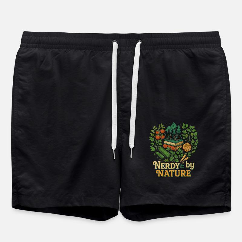 Nerdy By Nature Retro Illustration - Swim Trunks - black
