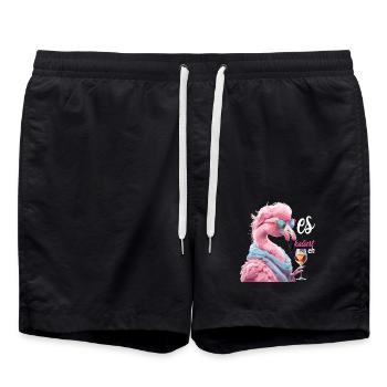 Ça s’intensifie quand même Flamingo avec des lunettes de soleil et du vin - Short de bain - noir - Devant - AI Model Male 185 light (185cm)
