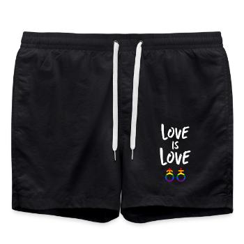 L’amour c’est l’amour Arc-en-ciel LGBTQ+ - Short de bain - noir - Devant - AI Model Male 185 light (185cm)