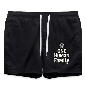 ONE HUMAN FAMILY Globe Cohesion - Swim Trunks - black - Front - AI Model Male 185 light (185cm)