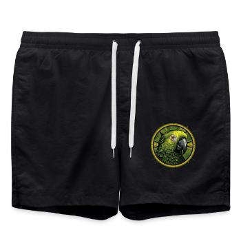 Tête de perroquet vert - Short de bain - noir - Devant - AI Model Male 185 light (185cm)