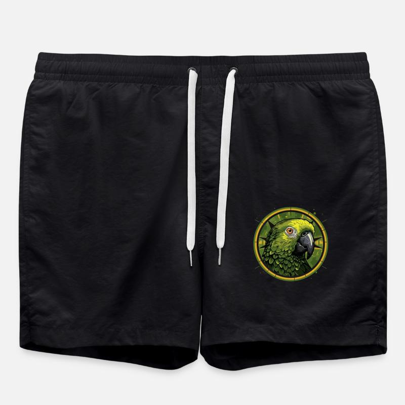 Tête de perroquet vert - Short de bain - noir