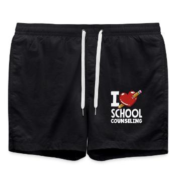 I Love School Counseling Heart Design - Swim Trunks - black - Front - AI Model Male 185 light (185cm)