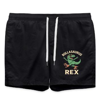 Dinosaurier mit Sonnenbrille fährt Rollschuhe - Badeshorts - Schwarz - Vorne - AI Model Male 185 light (185cm)