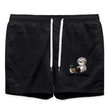 Not so pull sloth with snail humor - Swim Trunks - black - Front - AI Model Male 185 light (185cm)