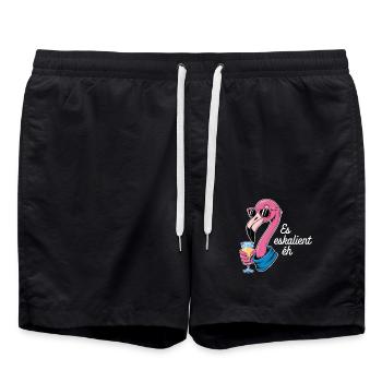 Es Eskalient Éh Flamingo with sunglasses and - Swim Trunks - black - Front - AI Model Male 185 light (185cm)