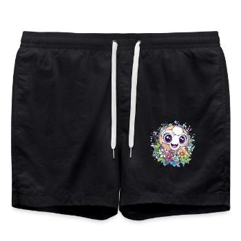 Football avec des fleurs - Short de bain - noir - Devant - AI Model Male 185 light (185cm)