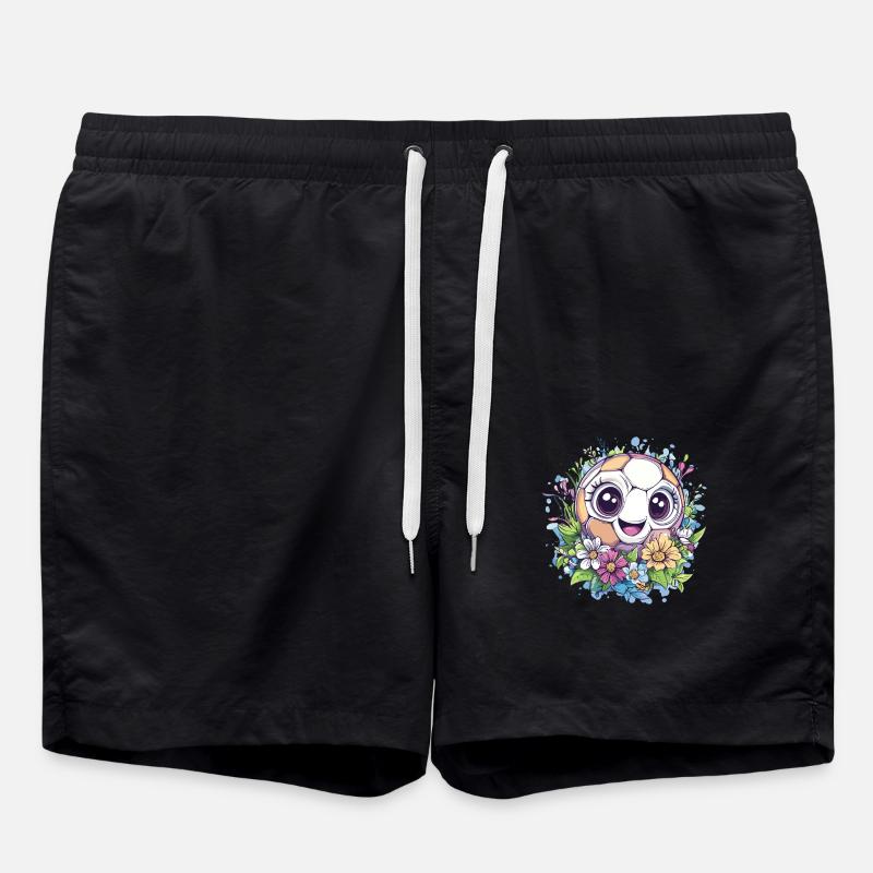 Fußball mit Blumen - Badeshorts - Schwarz