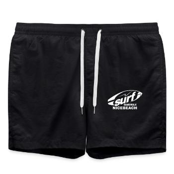 Surf Boardwalk Nicebeach Retro Summer Vibes - Swim Trunks - black - Front - AI Model Male 185 light (185cm)