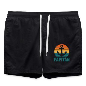 Papitän – Le papa cool capitaine - Short de bain - noir - Devant - AI Model Male 185 light (185cm)
