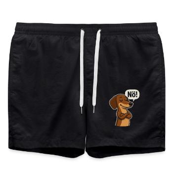Dackel sagt Nö – Frecher Hundespruch - Badeshorts - Schwarz - Vorne - AI Model Male 185 light (185cm)