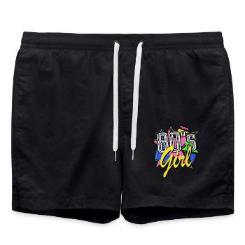 80s girl - 80s - colorful + crazy - retro - Swim Trunks - black - Front - AI Model Male 185 light (185cm)