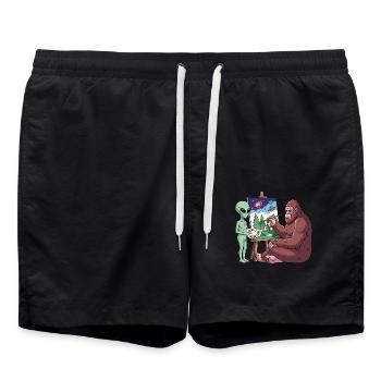 Alien et Bigfoot - Short de bain - noir - Devant - AI Model Male 185 light (185cm)