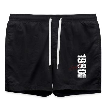 45th Birthday Legend August Born in 1980 - Swim Trunks - black - Front - AI Model Male 185 light (185cm)
