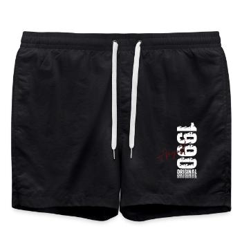 35th Birthday Gift Husband Original August 1990 - Swim Trunks - black - Front - AI Model Male 185 light (185cm)
