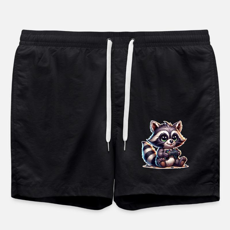 Raccoon Gamer - Swim Trunks - black
