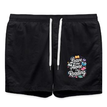 Lass mich alleine, ich lese! Bücherwurm Lesen - Badeshorts - Schwarz - Vorne - AI Model Male 185 light (185cm)