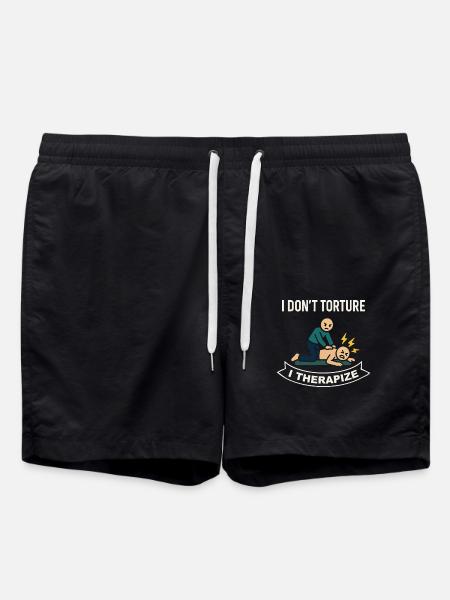 Physiotherapie Ich Quäle Nicht Ich Therapiere - Badeshorts - Schwarz