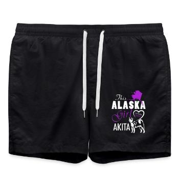This Alaska Girl Loves Her Akita - Swim Trunks - black - Front - AI Model Male 185 light (185cm)
