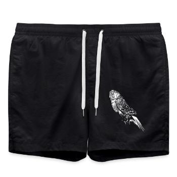 Parakeet Floral Pattern - Swim Trunks - black - Front - AI Model Male 185 light (185cm)